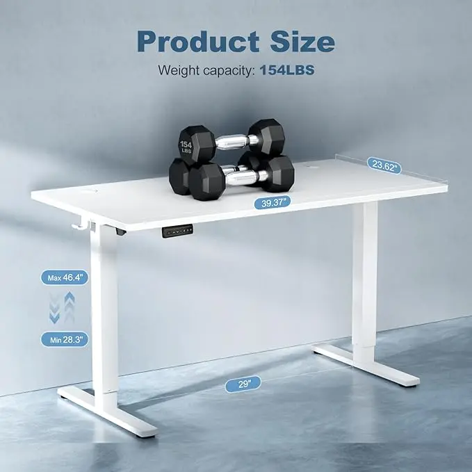 Electric Standing Desk 40x 24 Inches Height Adjustable Desk Computer  T-Shaped Metal Bracket with Memory Settings