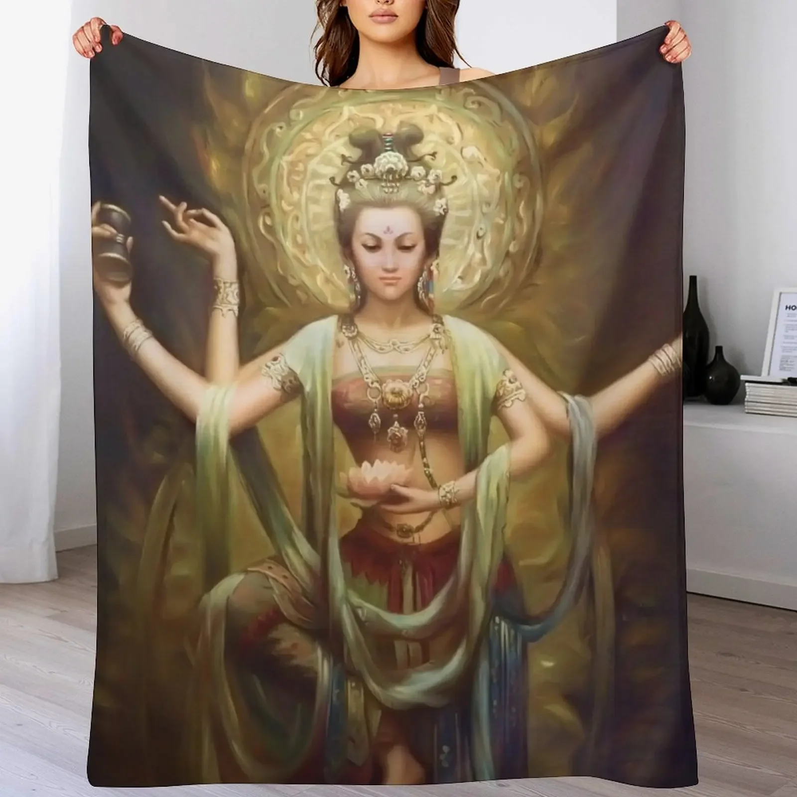 Couverture Quan Yin, la mère et la déesse de la compassion, couverture de canapé élégante pour la maison et le salon