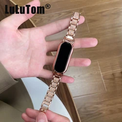 Pulseira para Xiaomi Mi Band 8 7 Watch Band para Mi Band 5/6/4/3 Luxo Bling Bling Glitter Diamond Pulseira de Aço Inoxidável Miband Acessórios Smartwatch