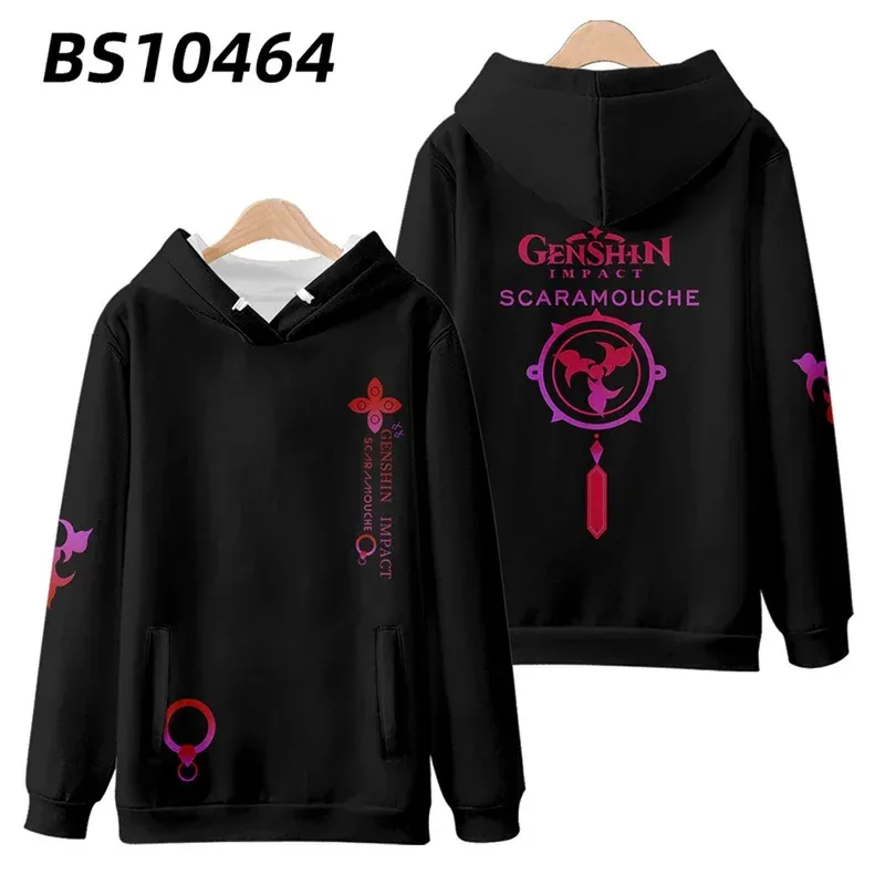 SS13Genshin-Sudadera con capucha con estampado 3D de impacto para hombre y mujer, sudadera gráfica, ropa de calle, Hip Hop, Scaramouche, Cosplay, cremallera, Jack con capucha