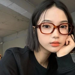 Retro Oval Big Frame Glasses Women's Anti Blue Light Glasses 2023 Fashion  Style Leopard Print Eyeglasses Frame