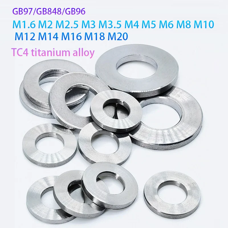 

10pcs/lot TC4 Titanium Alloy Plain washer,M2/M3/M4/M5/M6/M8/M10/M12/M14/M20,Car model drone Mechanical modification motorcycle