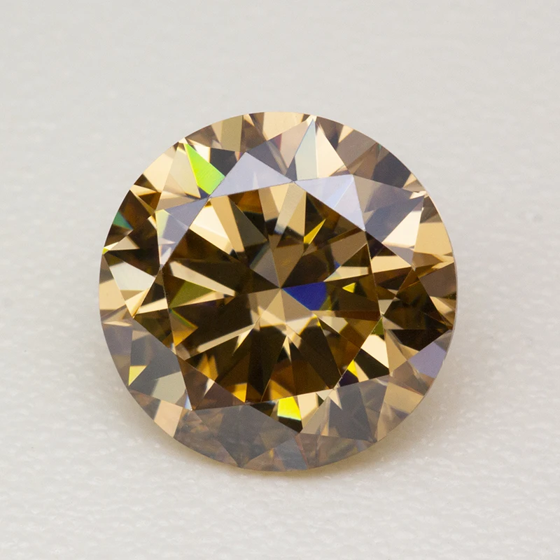 Never Fade Natural Champagne Moissanite Stone with Certificate 0.5-20.0ct 3EX Round Cut Pass Diamond Tester with GRA Report