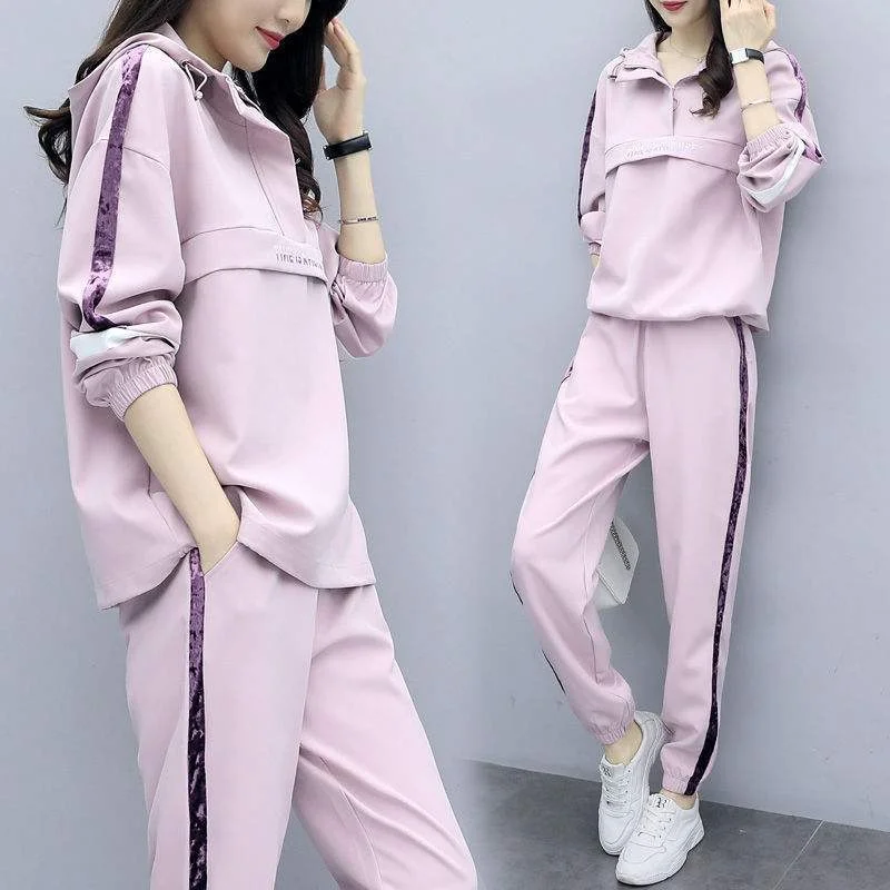 

Casual Sportswear Hooded Suits for Women Fashionable Temperament Celebrity Loose and Two-piece