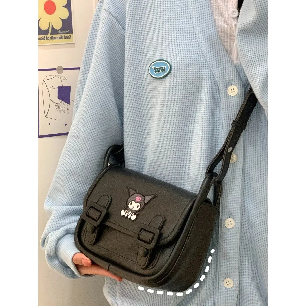 Kawaii Sanrio Kuromi Hello Kitty Cartoon AnimeCambridge High QualityPU Bagwith All-match Underarm Shoulder Bag Gift