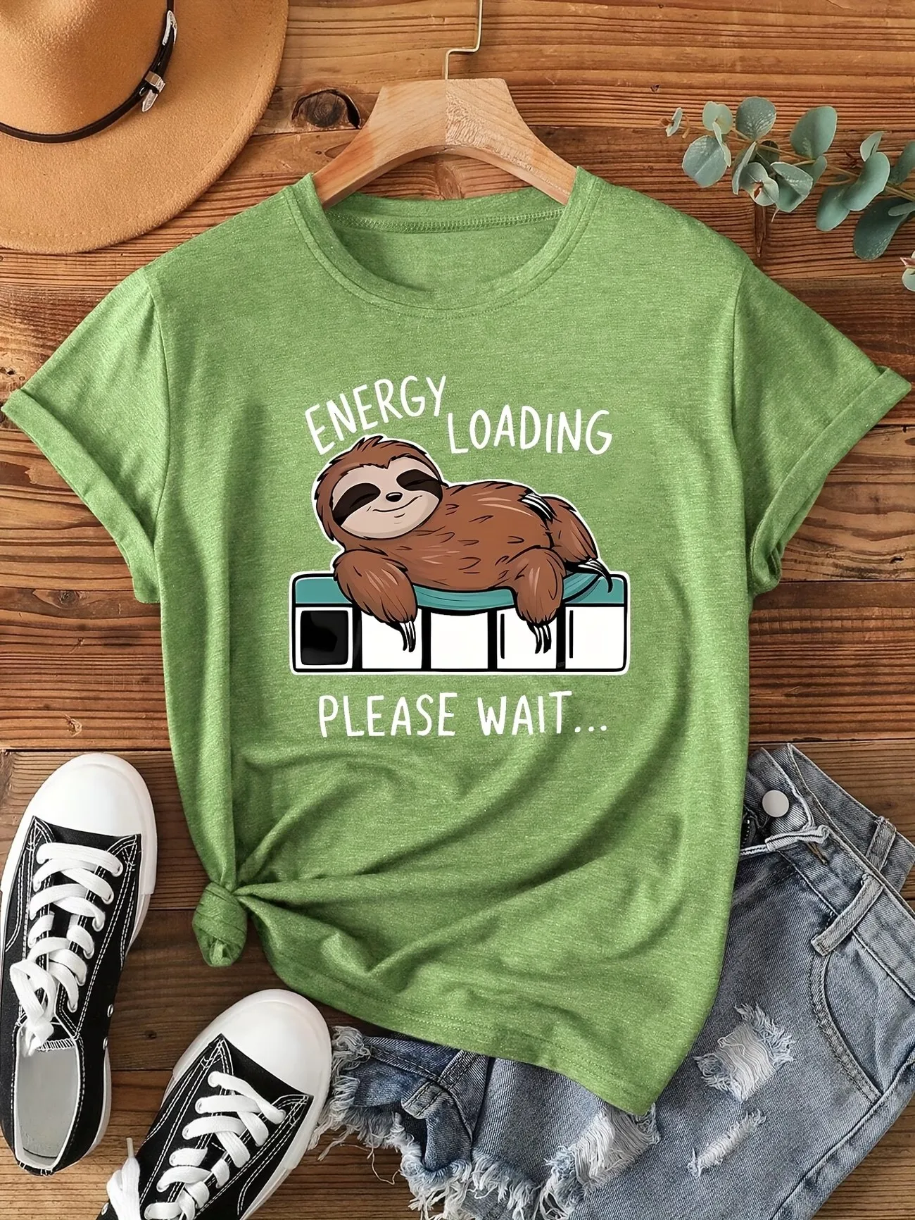 Cute Sloth T Shirts Kawaii Crewneck Short Sleeve Summer Elegant Comfortable Tops Casual T-Shirts Women Clothing