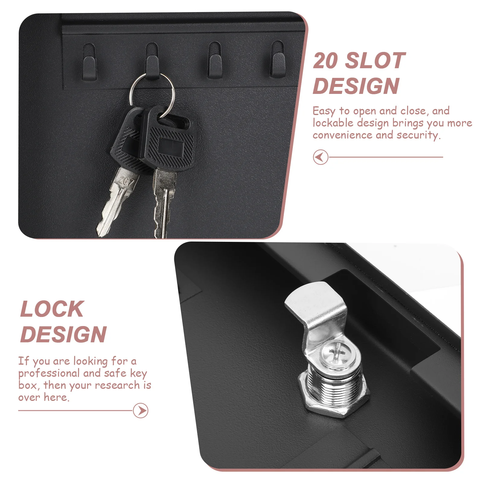 1Set Key Security Cabinet Wear Resistant Wall Mounted Key Lock Box Multi Slot Organizer for Schools