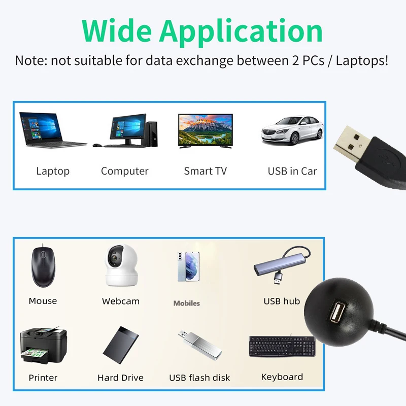 Desktop USB Extension Cable USB 2.0 Docking Extension Cable with Base Desktop USB 2.0 male to female Cord Extension for PC Mac