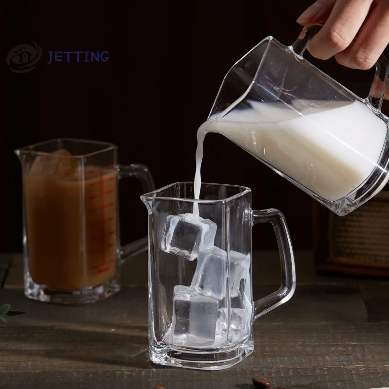 1pc 90/120ml Heat-resistant Glass Measuring Cup Milk Jigger Glass Ounce Cup With Handle For Espresso Coffee Barista Accessories