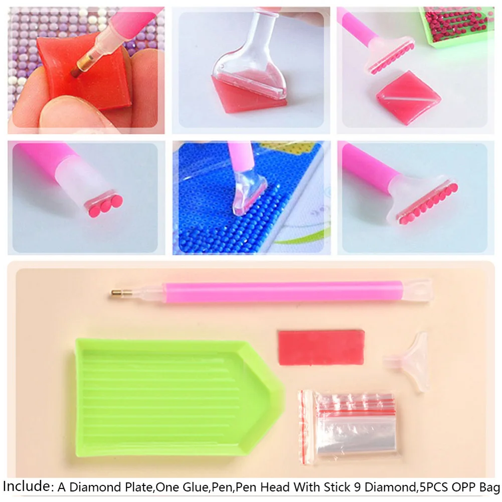 مجموعة أدوات تطريز الخياطة ذاتية الصنع ، ملحقات رسم الماس 5D ، قلم غراء فسيفساء ، صينية حجر الراين الطيني ، مشغولات يدوية ذاتية الصنع #4
