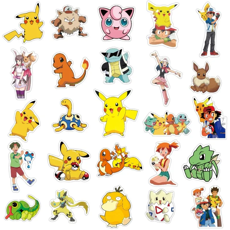 50 stücke Pokémon Anime Aufkleber Koffer Wasser Tasse Briefpapier Handy Auto Roller Laptop Kühlschrank dekorative Aufkleber