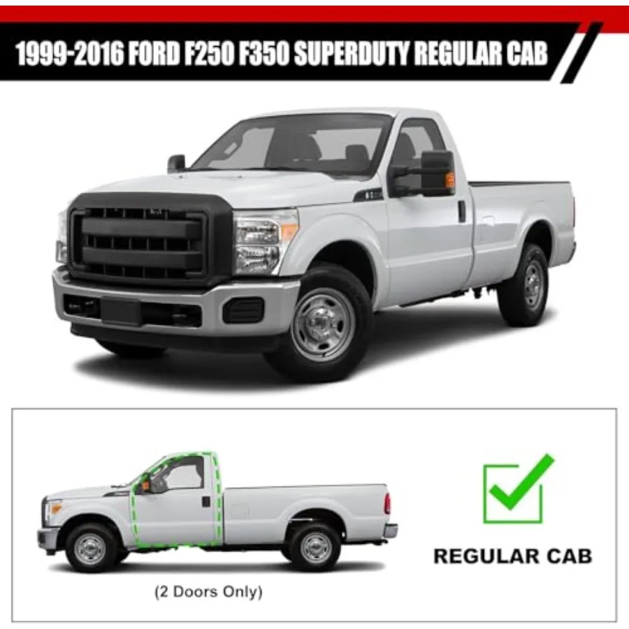 Running Boards Steps Bar for 1999-2016 Ford F250 F350 F450 F550 Super Duty Regular Cab, Aluminum, Black, Heavy-Duty Non-Slip Su view 4
