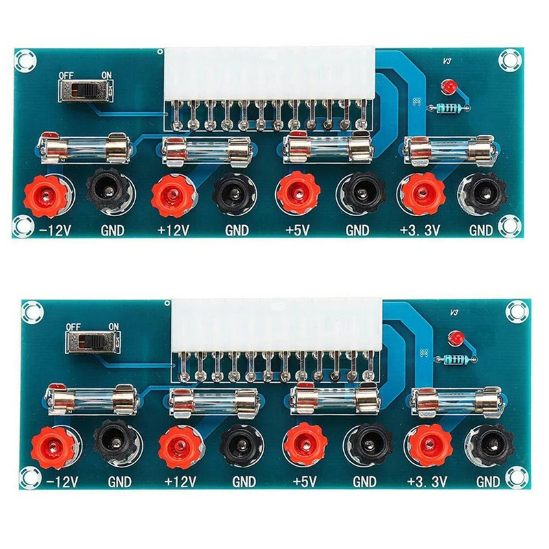 2X 24 Pins Atx Benchtop Board Computer Pc Power Supply Breakout Adapter Module