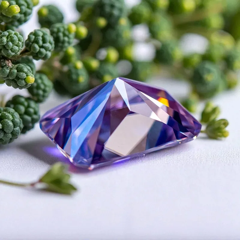Moissanit-Stein, Radiant-Schliff, Lavendelfarbe, VVS1, loser Edelstein mit Zertifikat, bestanden bei Diamanttester, für die Schmuckherstellung – Detail 4