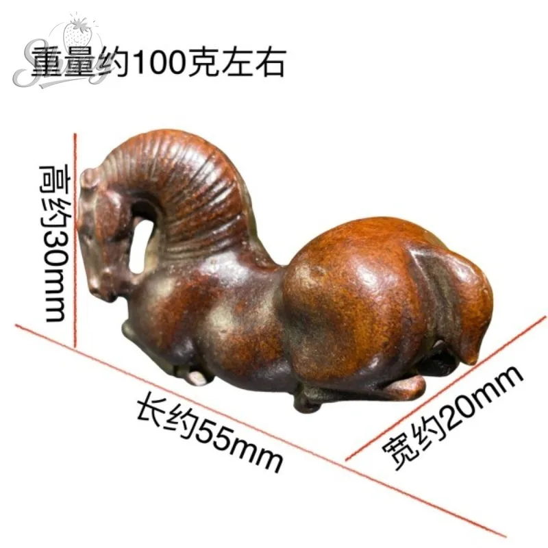 الرجعية الصلبة البرونزية الصينية تانغ سلالة الحصان زودياك تمثال حامل قلم ومسطرة