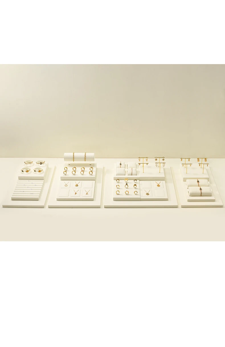 Oirlv Beige Schmuck-Präsentationstablett für Ringe, Ohrringe, Halsketten, Anhänger, Armbänder, Mikrofaser-Schmuck-Organizer für Ladentheken – Detail 8