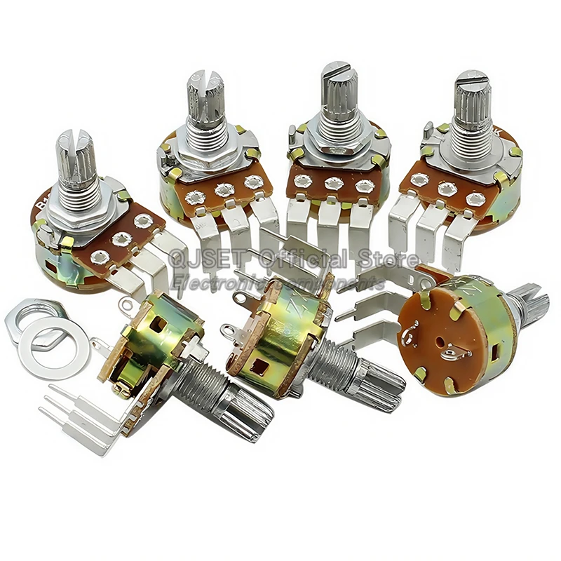 5 قطعة 3 دبوس منحني دبوس الجهد مع التبديل WH148 B500K B10K B50K 5K B100K أوم باهتة التبديل الجهد عرقوب طول 15 مللي متر