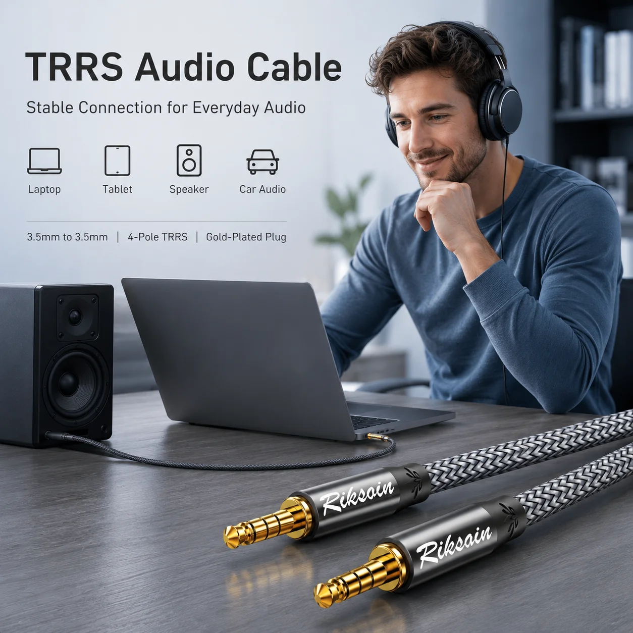 Riksoin 3.5mm Male to Male TRR - Audio Jumper Wire review and price