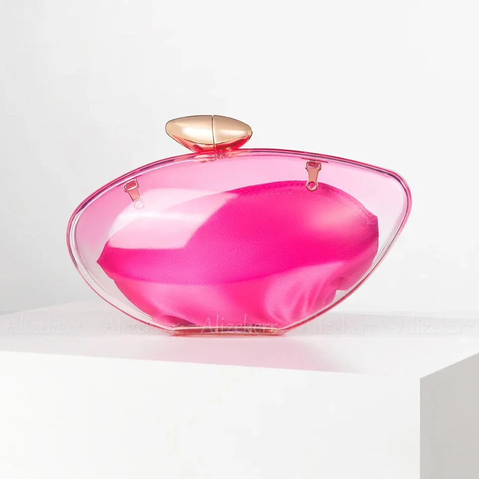 Alizekerr Transparent Acrylic Evening Bags Women Boutique Graduated Color Oval-shaped Clutch Purses And Handbags Wedding Party