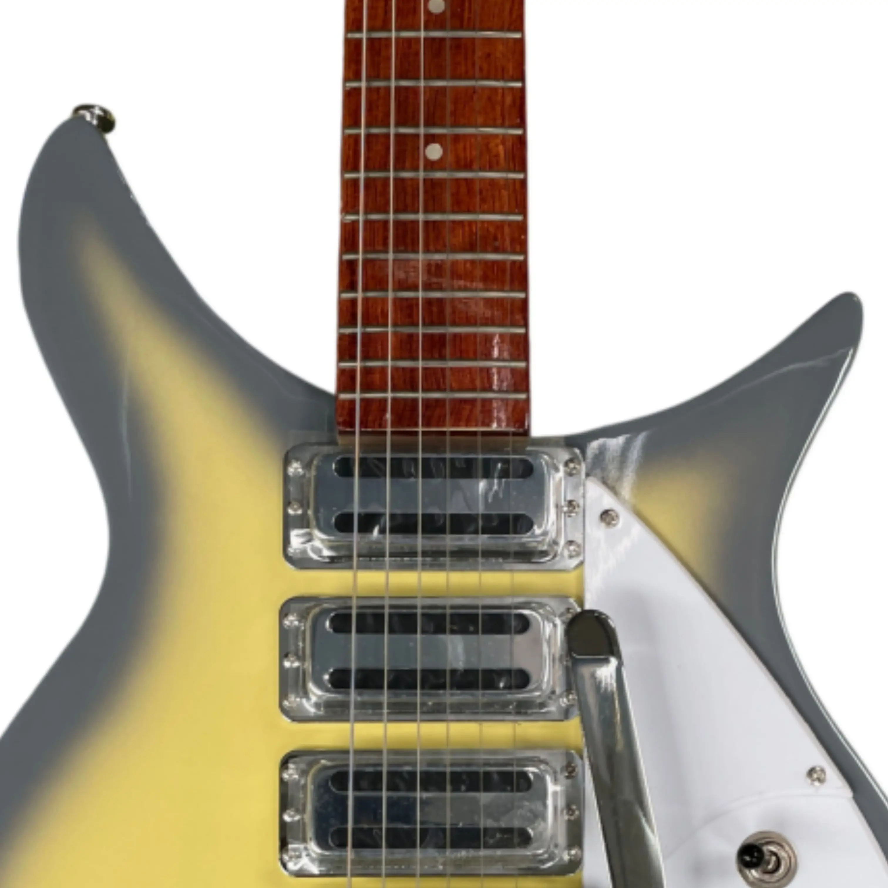 Grey-Yellow Gradient Electric Guitar, Vintage Rock Shape,Dot Inlays Guitars,Great for Vintage Style Playing Display Guitarra