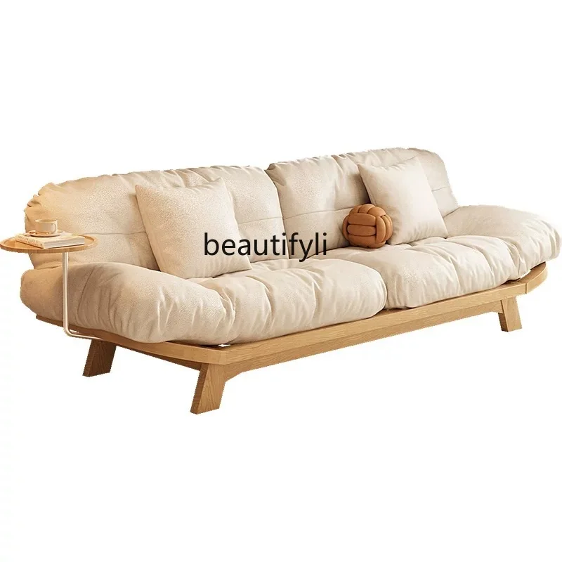 

Nordic living room sofa oak removable cloud fabric sofa modern simple three-person sofa