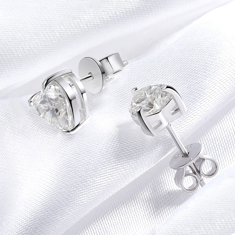 QIBAOKU 1CT 2CT 4CT Heart Cut Moissanite Stud Earrings for Women Luxury Lab Diamond S925 Sterling Silver Bride Jewelry 2026
