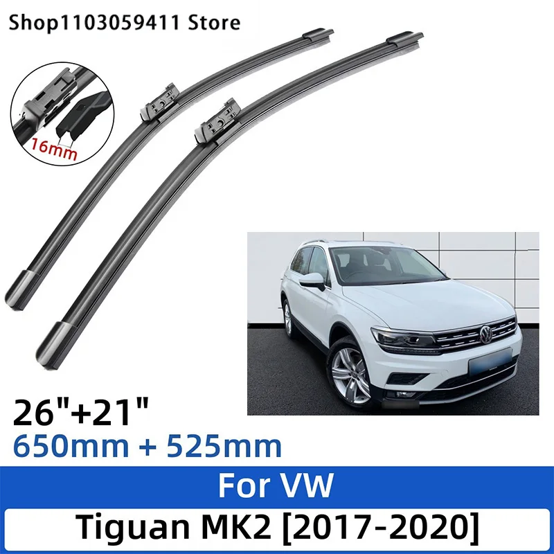 

2PCS For VW Tiguan MK2 2017-2020 26"+21"Front Rear Wiper Blades Windshield Windscreen Window Cutter Accessories 2019 2020