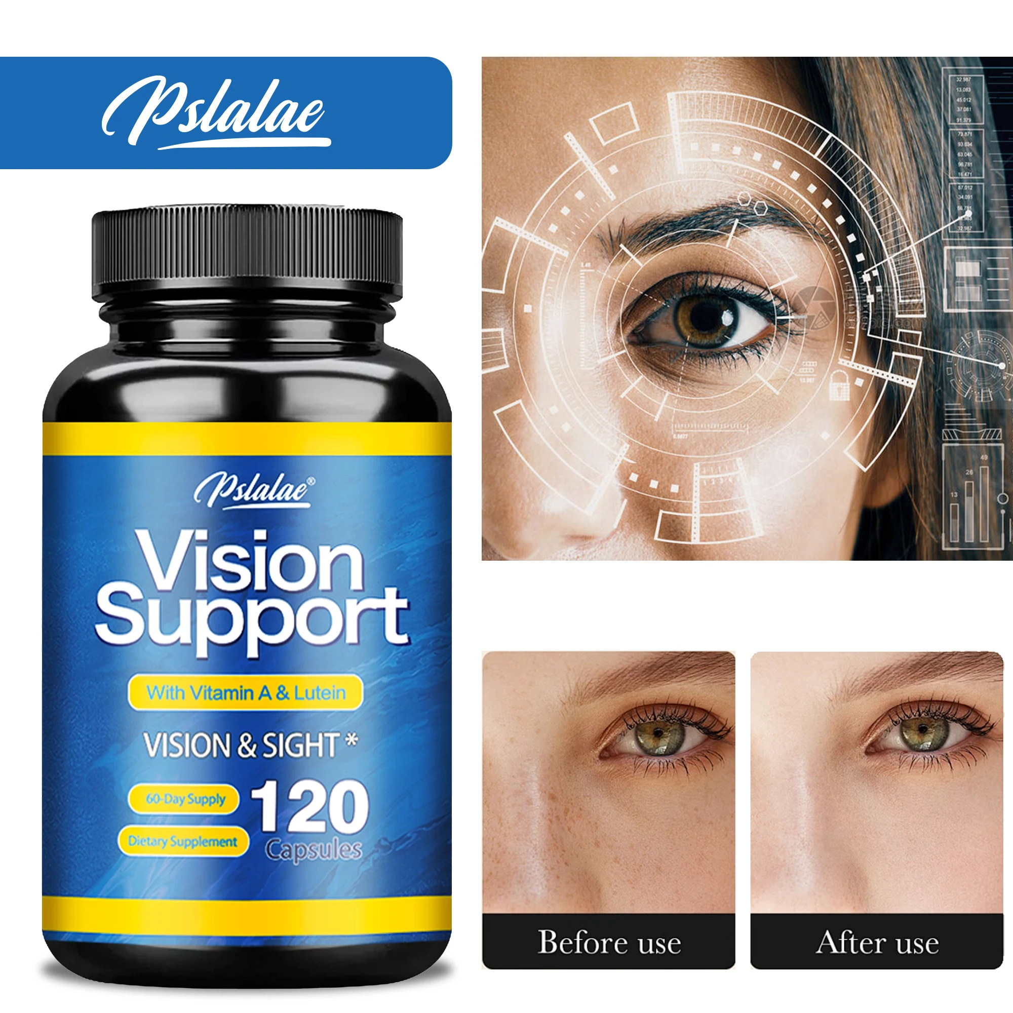 

Vision Support Capsules - with Lutein, Bilberry - Helps Maintain Healthy Vision, Relieve Eye Fatigue, Dry Eyes Supplements