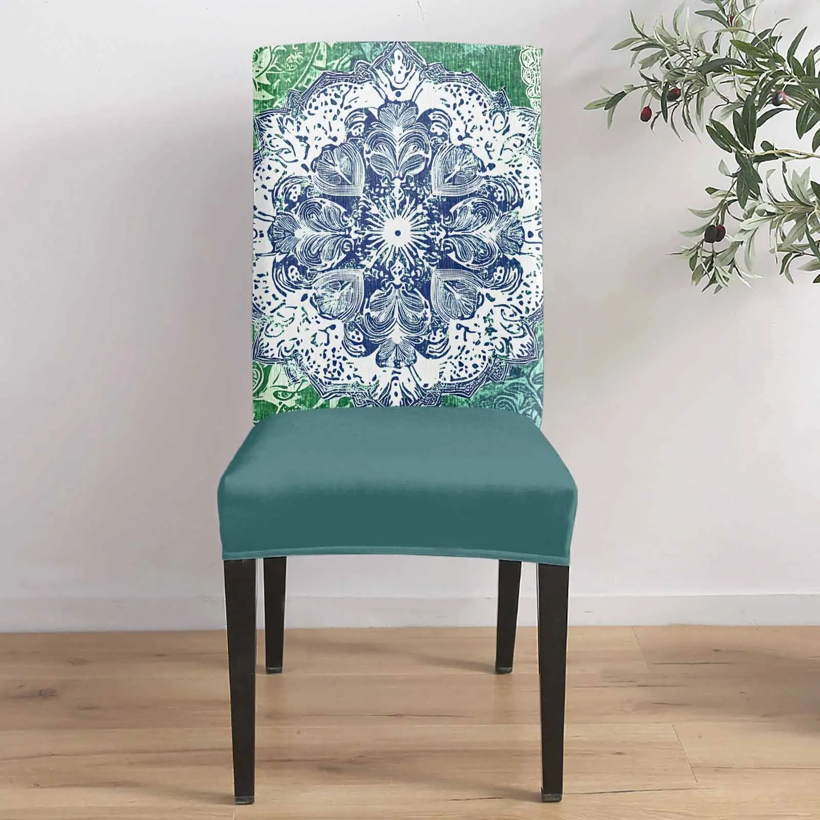 

Green Retro Flowers 4/6/8PCS Spandex Elastic Chair Case For Wedding Hotel Banquet Dining Room