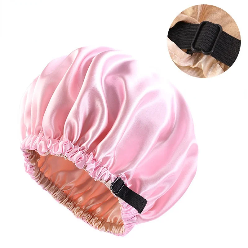 New Satin Hair Cap for Sleeping Invisible Flat Imitation Silk Round Haircare Women Headwear Ceremony Adjusting Button Night Hat