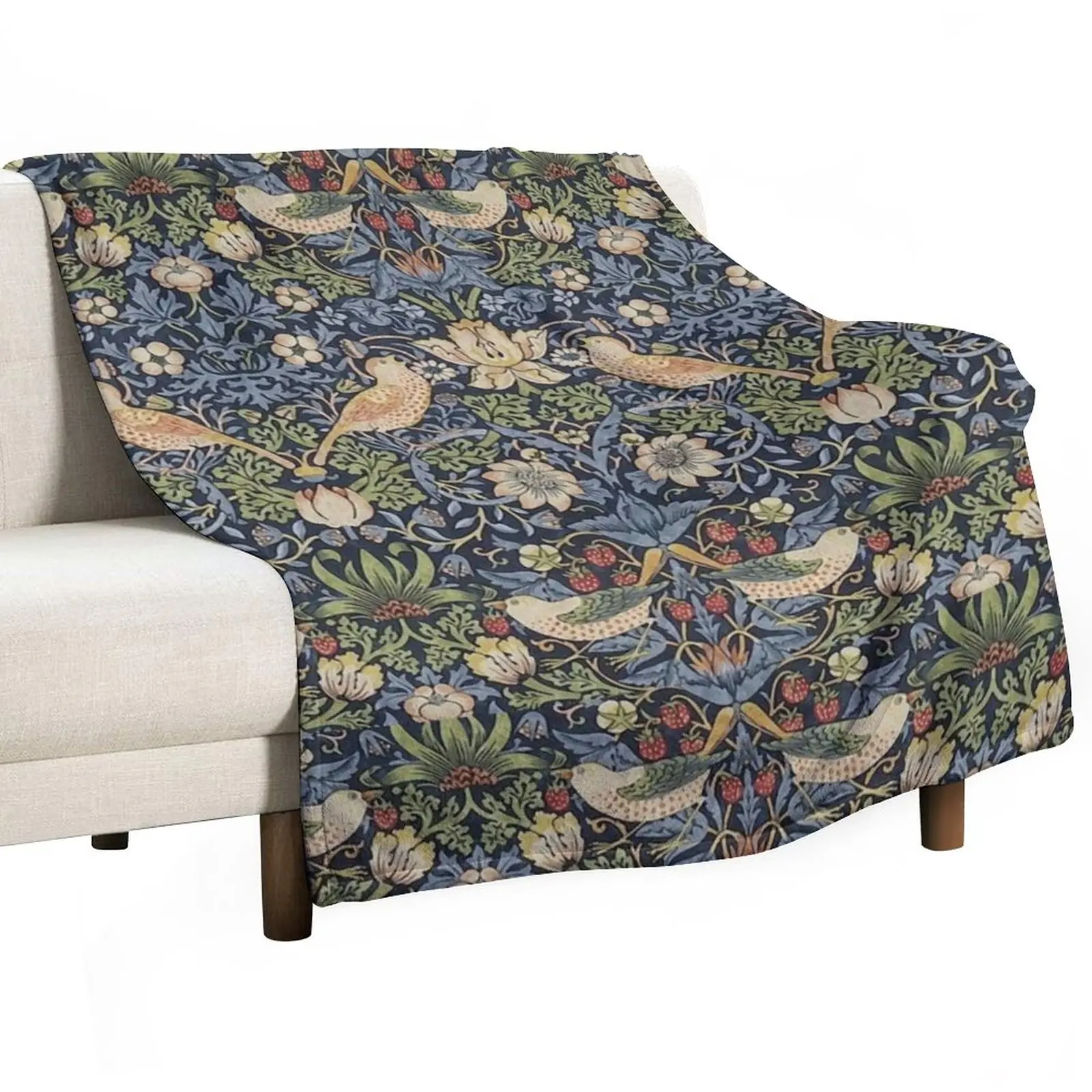 William Morris Strawberry Thief pattern Throw Blanket Flannel Blanket Thin Blankets Blanket For Sofa