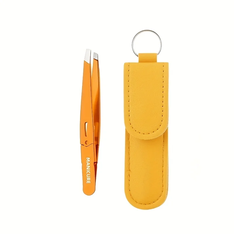 Professional Stainless Steel Tweezers for Eyebrows Eyelids & Facial Hair Removal Slant Tip Beauty Tool with Storage Bag Gifts