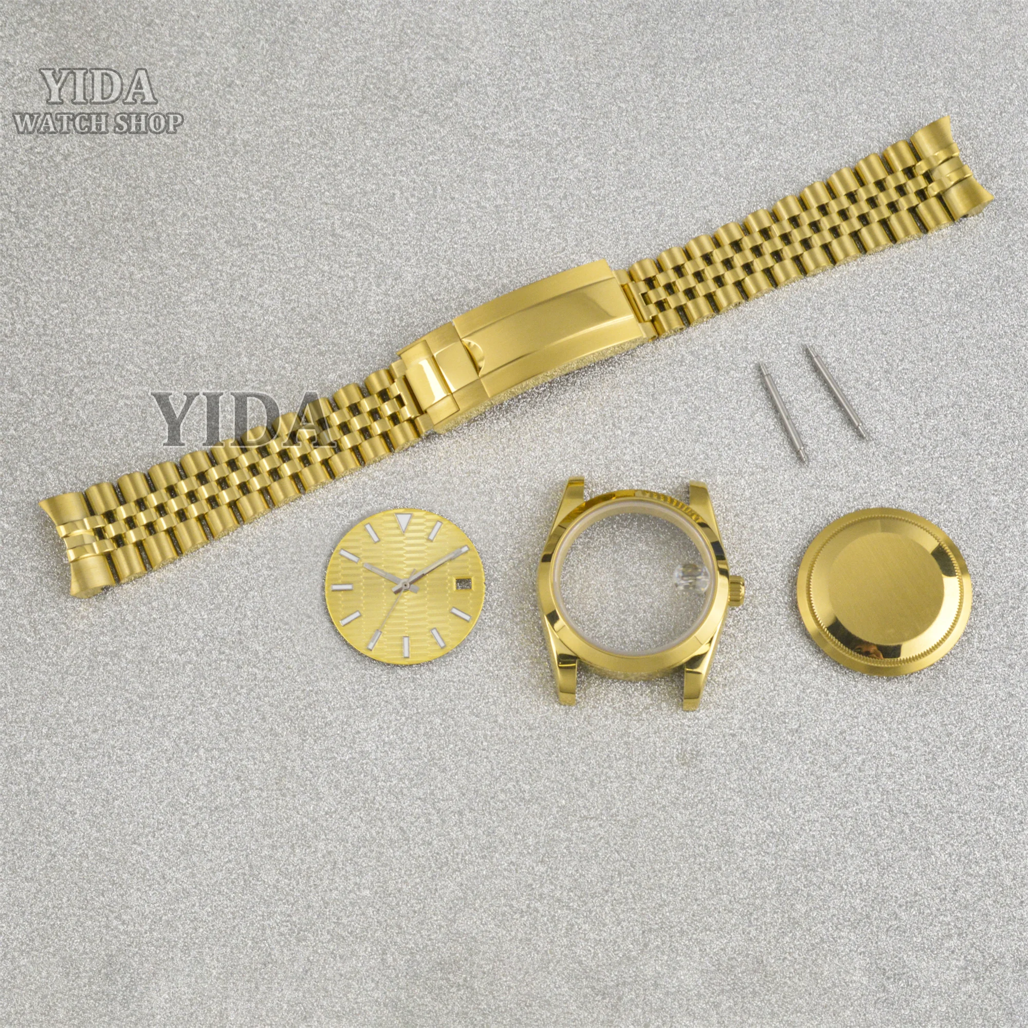 PVD Gold Watch Case Strap Dial Hands Stainless Steel Oyster Datejust Style Bracelet For NH35 NH36 Movement Watch Accessories
