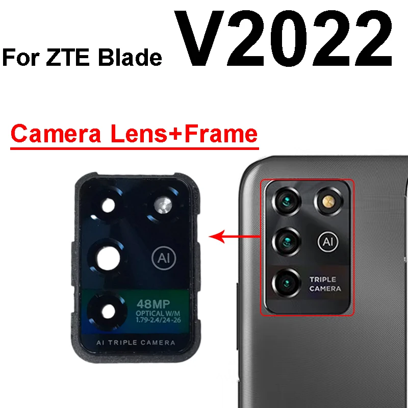 Back Camera Glass Lens Cover For ZTE Blade V2020 V30 Vita 8030 V40 Pro V40s Rear Lens Glass with Frame Holder Parts