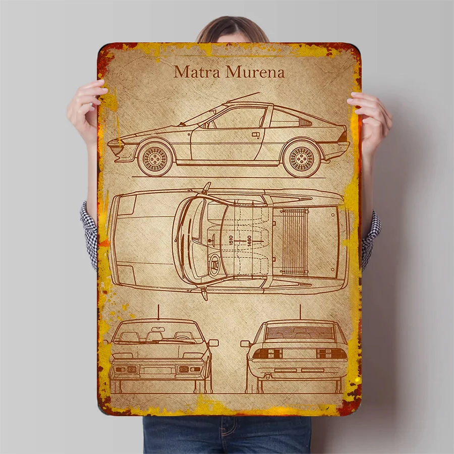 Matra Murena Vintage coche plano Metal pared arte clásico coche deportivo decoración para garaje hombre cueva