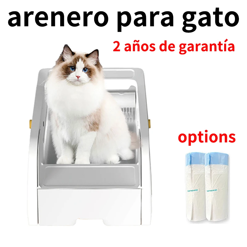 

Self Cleaning Cat Litter Box Better Odor Control 7L Extra Large English Version with Garbage Bags Cat Toilet Arenero Para Gato