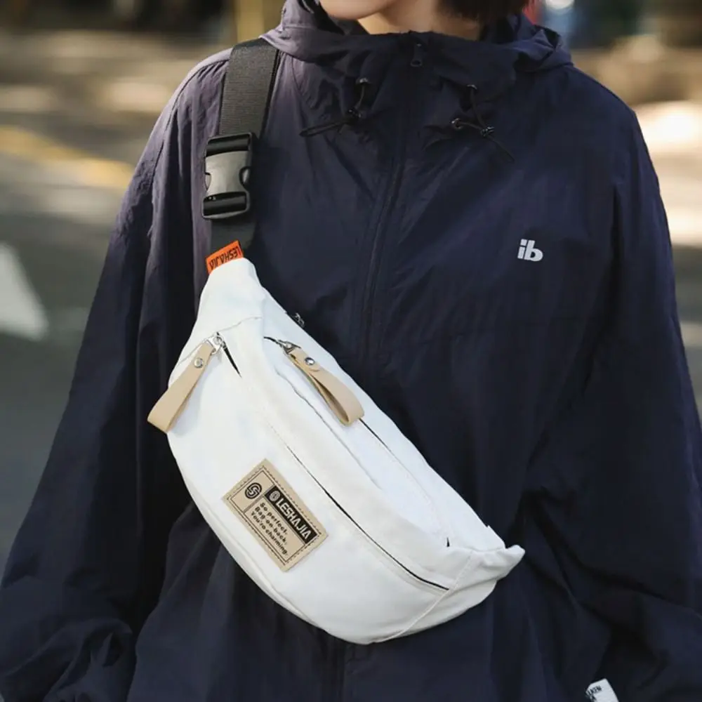 

Chest Bags Simple Japanese Harajuku Crossbody Bags Nylon Solid Color Crossbody Chest Bag Zipper Waterproof Shoulder Bags Men