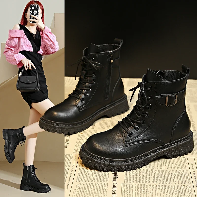 Women Boots 2024 Autumn Winter New Fashion Classic Short Boot Handsome Ankle Boot Work Clothes Shoe Botas de mujer black boots