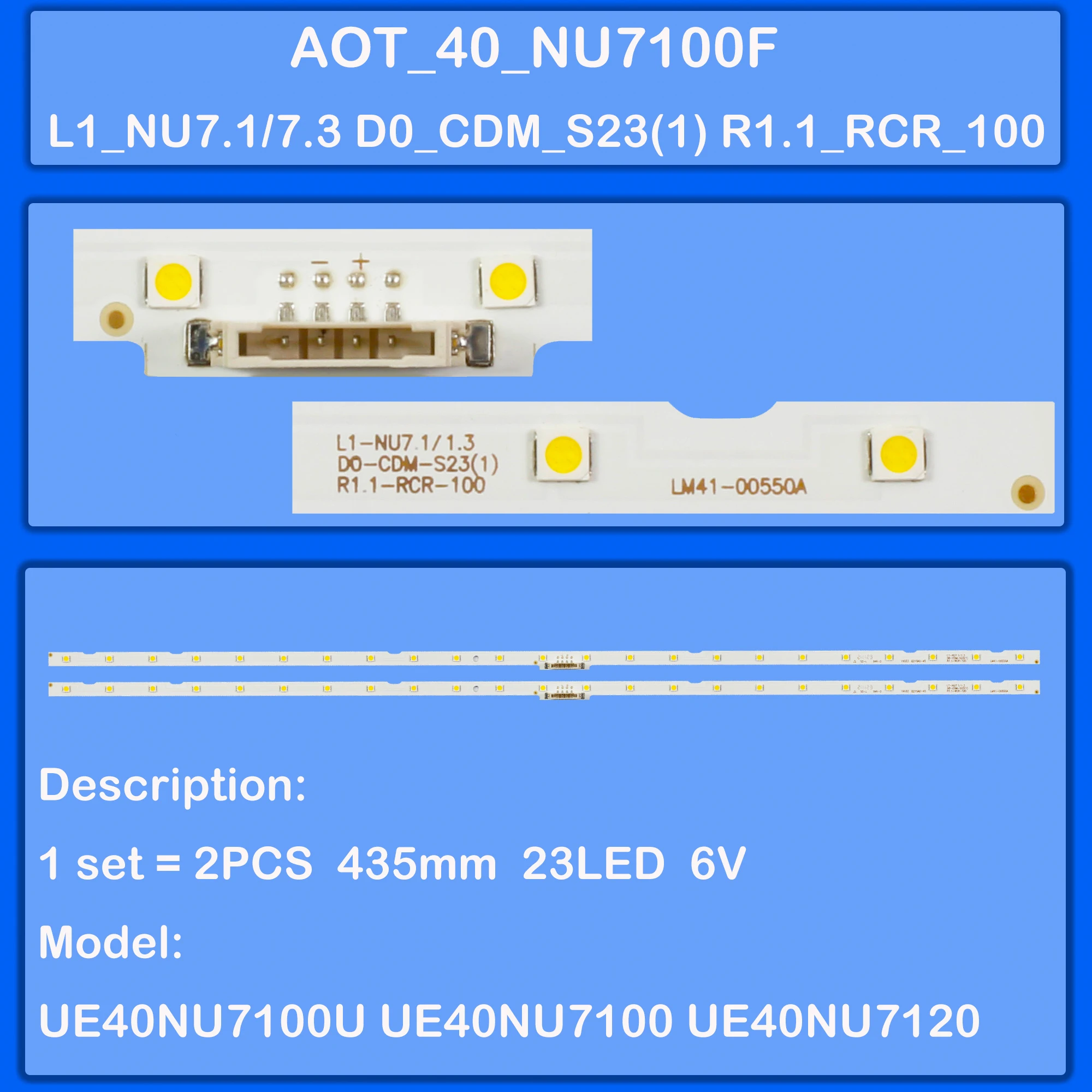 

Лента светодиодной подсветки для UE40NU7105K UE40NU7025K UE40NU7090S UE40NU7099U UE40NU7100K UE40NU7172U UE40NU7175U UE40NU7372U