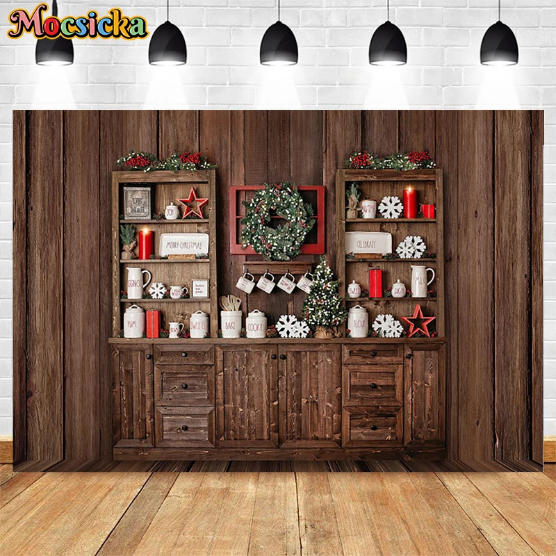 Christmas Photography Background Xmas Tree Kitchen Props Decorations Family Portrait Photography Backgrounds For Photo Studio