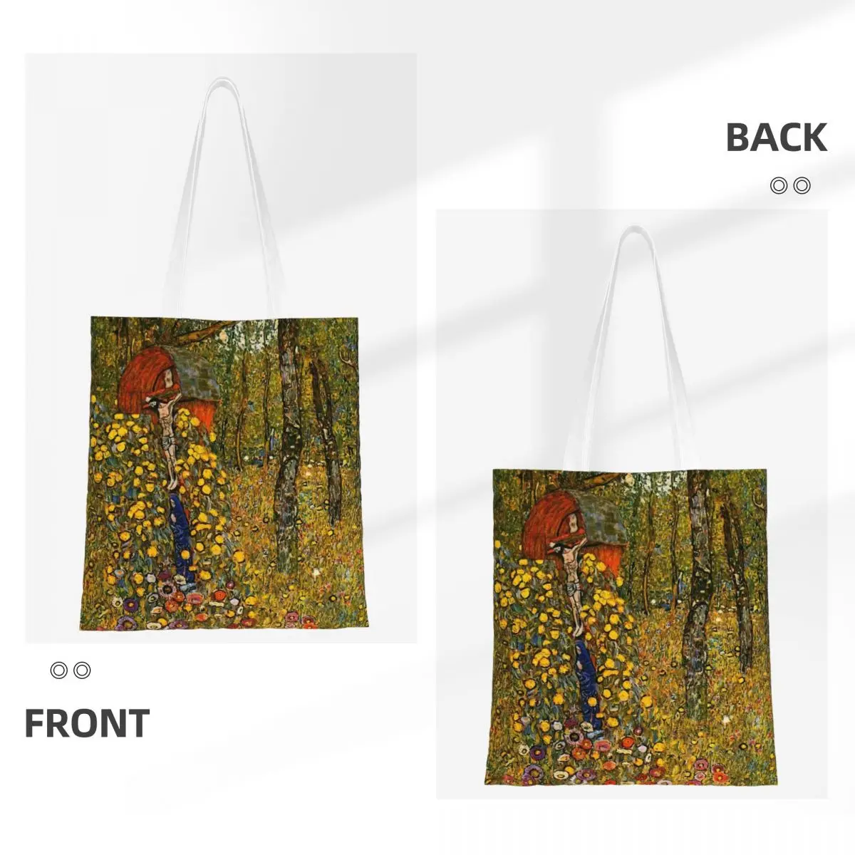 Gustav Klimt-Country Garden Canvas Tote Bag para mulheres e homens, design estético, exclusivo, sacolas de compras