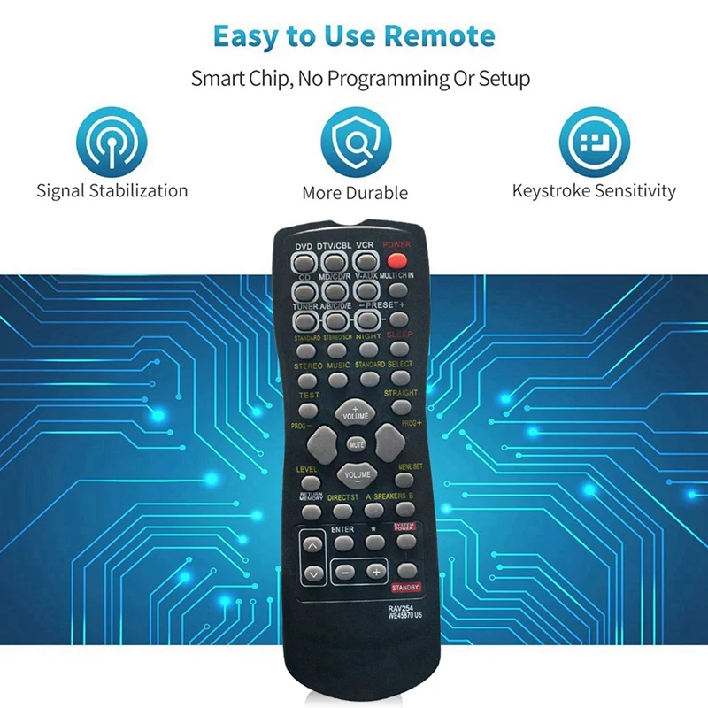 N75R-2X RAV254 Replace Remote Control For Yamaha Receiver RX-V496 HTR-5240 HTR-5250 HTR-5630 RX-V350 RX-V359 RX-V390