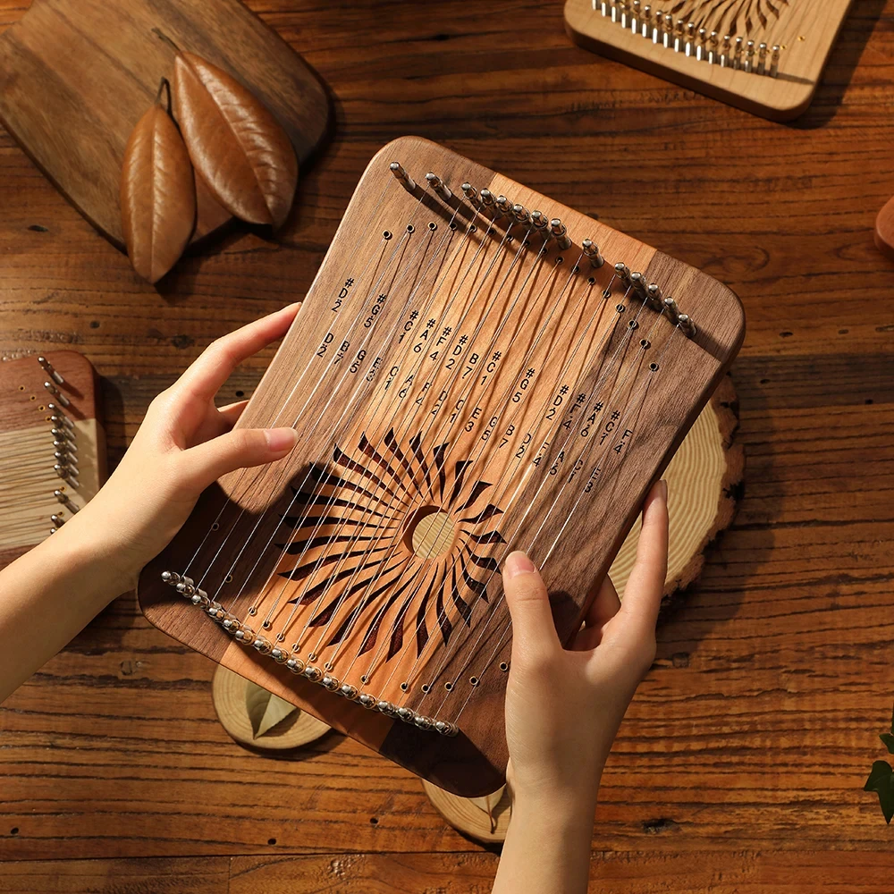 Hluru Lyre 31 Strings Mini Thumb Kalyre 17 Kalimba Strings Finger Harp Wood Creative Finger Lyre Beginner Musical Instrument