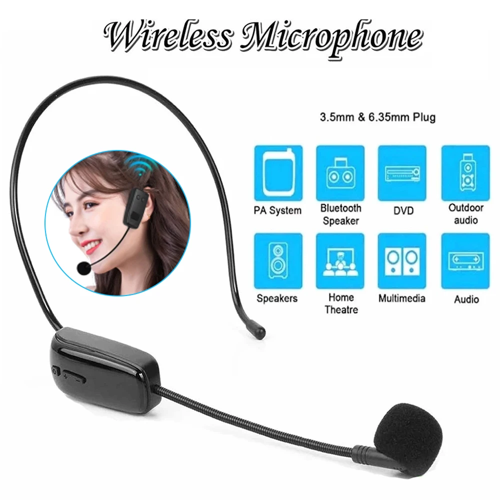 

2.4G Wireless Head Mounted Microphone with Transmitter and Receiver for Loudspeaker Amplifier for Teaching Tour Guide Conference