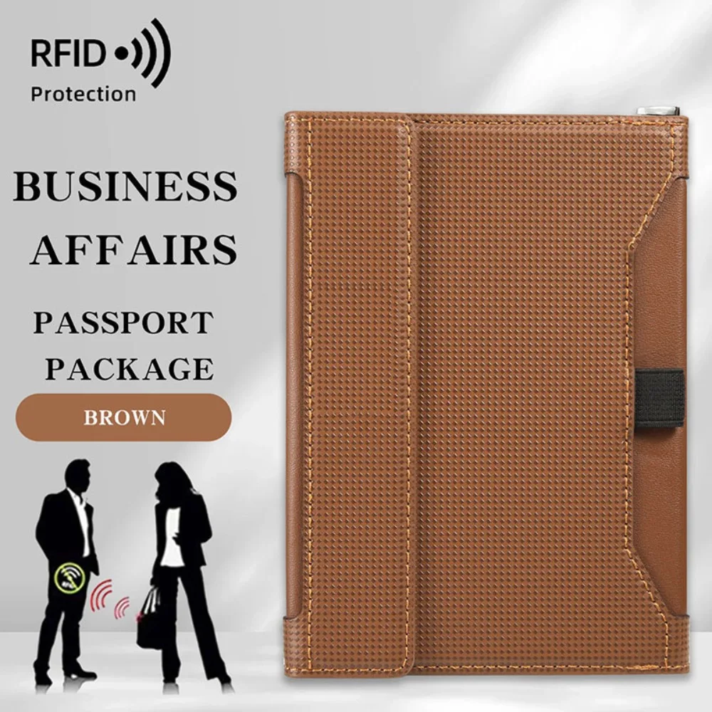 

High Quality Solid Color Passport Holder RFID Blocking Ticket Slot Clip Protective Cover Protector Leather Passport Wallets