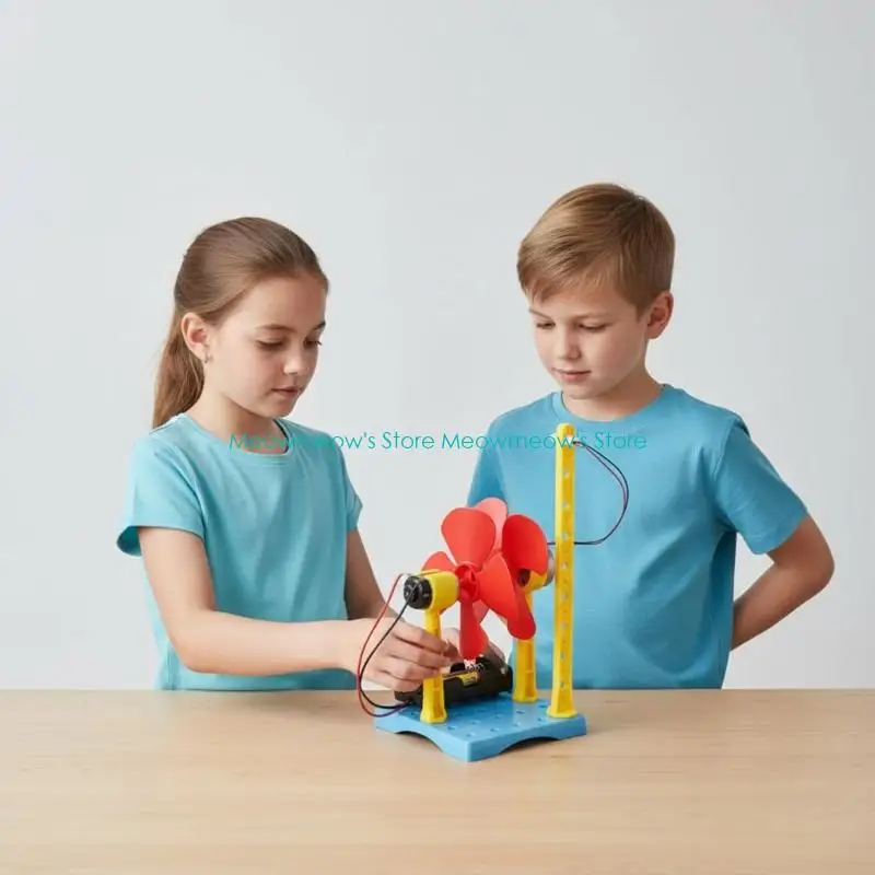 

W91A Childrens Science Education Toy Wind Energy Experiment Model Set With Twin Driveshaft Design Safe And Easy To Assemble