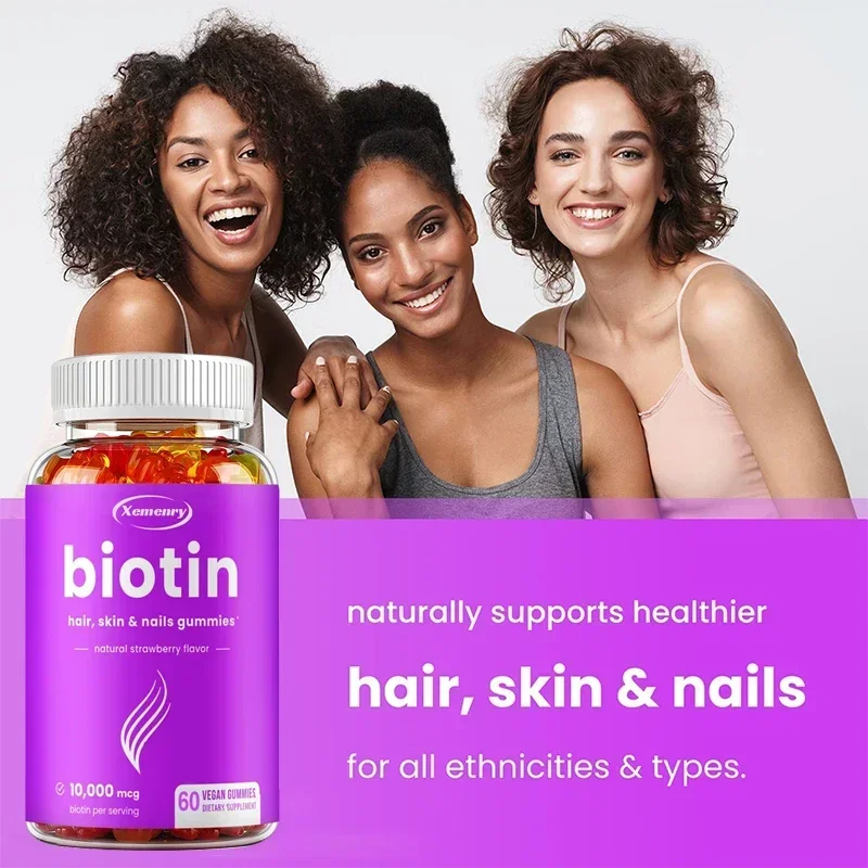 

Biotin Gummies 10,000 Mcg - Trengthen Hair Root, Promotes Hair Growth, Skin Care, Brightens Skin, Helps Nails, Bones and Joints