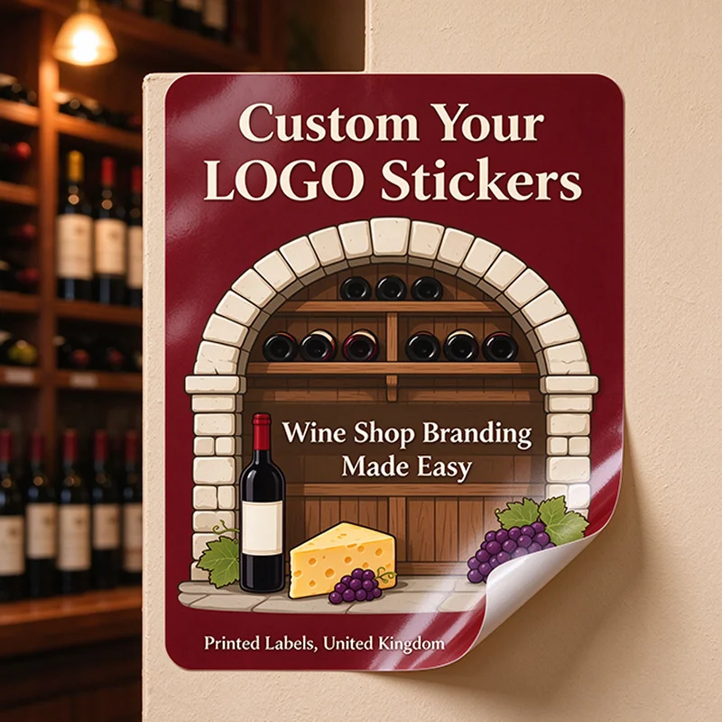 Custom Sticker Any Size Add Your Logo Weather Resistant Vinyl Decals for Bar, Supermarket, Bakery, Fruit shop Discount Promotion