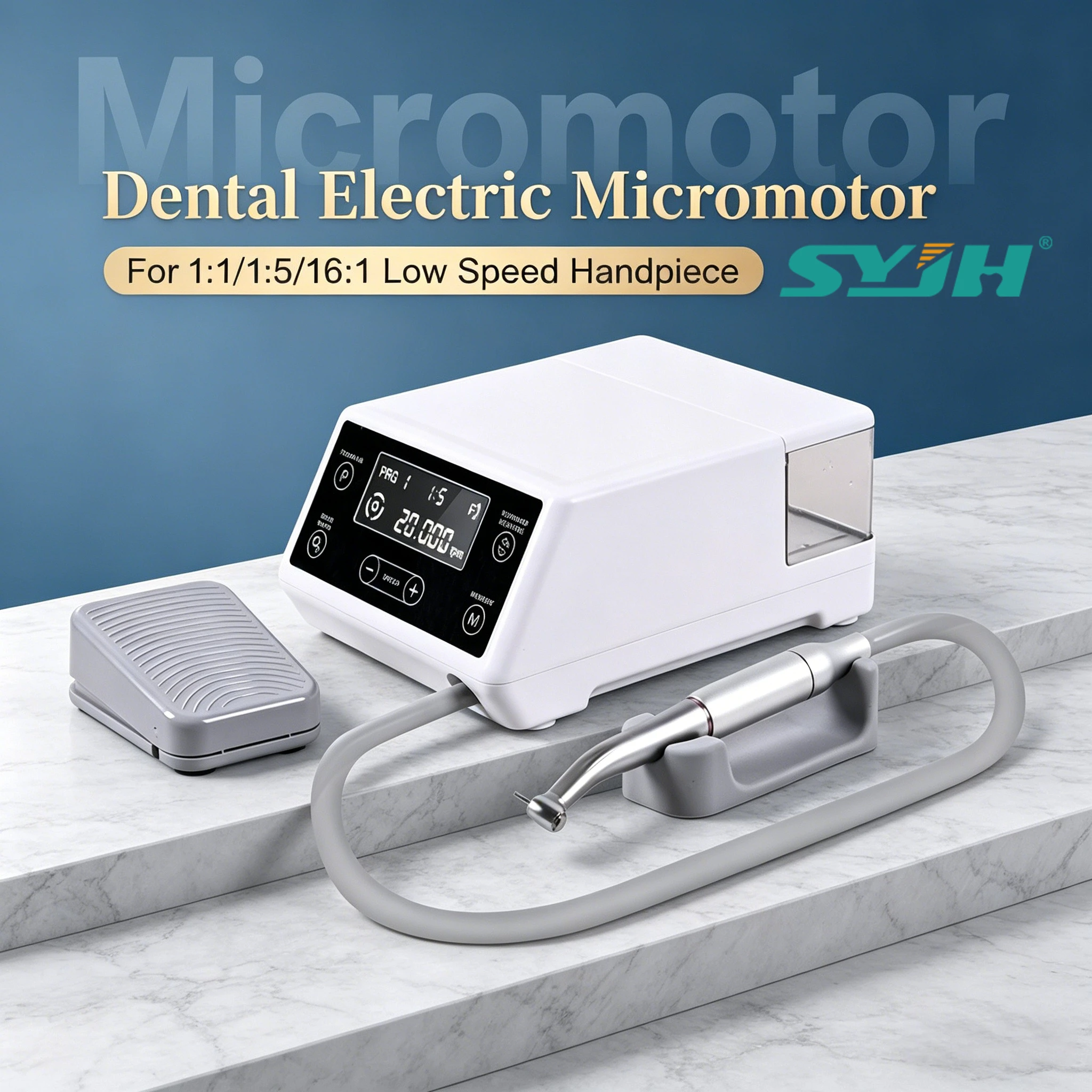 

SYJH Dental Brushless Electric Micro Motor with Air Cooling System for Low Speed Handpiece LED 1:1/1:5/16:1 Contra Angle Machine