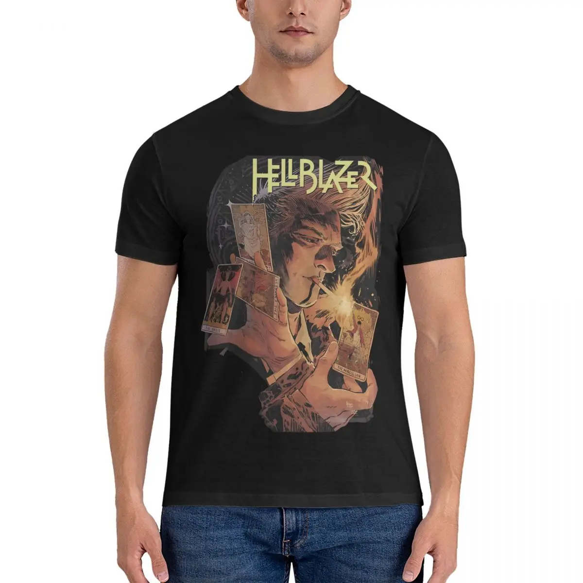 Men's T-Shirt Hellblazer, Comic Cover Novelty 100% Cotton Tee Shirt Short Sleeve Constantine T Shirt Round Collar Clothes Gift